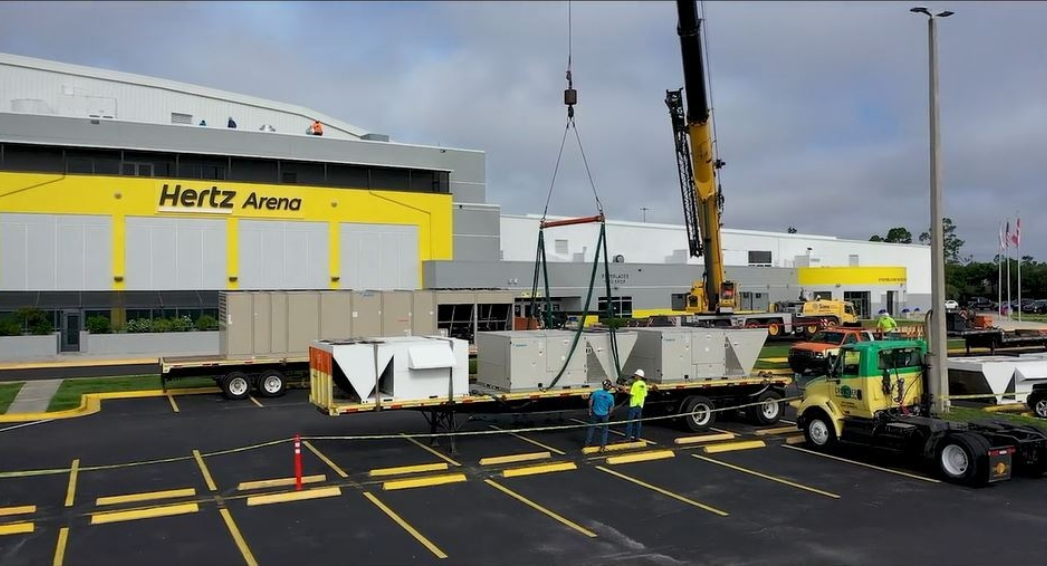 Hertz Arena gets several HVAC installation units by Crowther Roofing and Cooling in Fort Myers and Sarasota