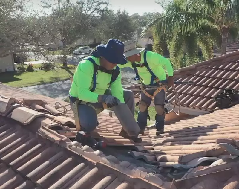 Tile roof repair by Crowther Roofing and Cooling in Fort Myers also serving Jupiter and Sarasota
